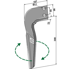 Dent droite pour herse rotative FRANDENT SU980171 adaptable - Blacksteel©