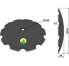 Disque crénelé ∅510x4,5 pour cover crop JOHN DEERE adaptable - Blacksteel©