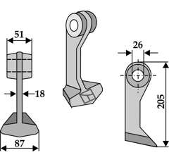 Marteau pour broyeur 87x51mm NOBILI Adaptable Blacksteel©