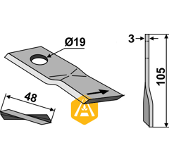 Couteau rotatif gauche pour faucheuse CLAAS/RENAULT 904178.8 adaptable - BlackSteel©