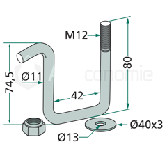 Bride 74,5 x 80 mm pour semoir GRUSE adaptable