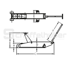 Luft-Hydraulischer Rangierwagenheber - 10 Tonnen