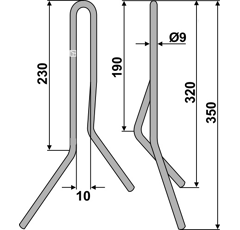 Griffe Ø9mm Type D8 pour semoir HASSIA 54939 adaptable 