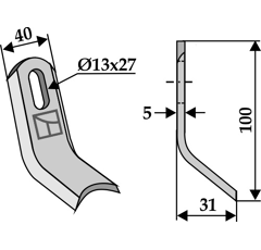 Couteau Y pour broyeur MULAG SB40070142 adaptable - Blacksteel©