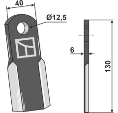 Couteau droit pour broyeur FERRI 0901159 adaptable - Blacksteel©