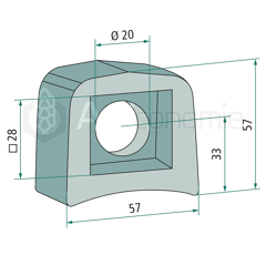 Soporte 57 - 28 mm para trituradora BERTI SQF19-3923 adaptable