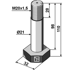 Bolzen 110x21 für Mulcher LAGARDE Nachbau  