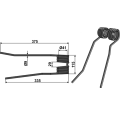 Dent droite de fenaison pour andaineur 40252 adaptable - BlackSteel©