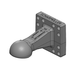 Kugelzugöse Kugel 80,Flanschmaß 160x160 mm, 12-Loch, ISO 24347 Schwarz, Scharmüller