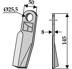 Fléau droit pour broyeur 145x50mm  FISCHER  adaptable - Blacksteel©
