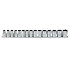 Jeu de 15 douilles 1/2" sur rail de 3/8 à 1" | KS TOOLS