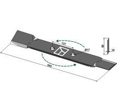 Couteau gauche pour broyeur RÖLL 690627 adaptable - Blacksteel©