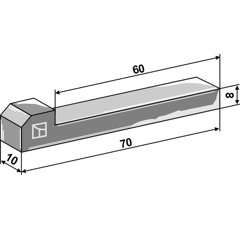 Clavette à talon pour épandeur 70 x 10 mm  adaptable
