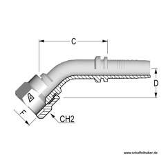 Pressnippel Bogen 1 45° DN191116JICIG45 Alfagomma