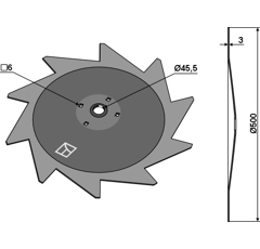Disque droit pour bineuse STEKETEE 41820043 adaptable - BlackSteel©