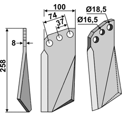 Fräsmesser - links KUH03L Kuhn Nachbau