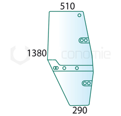 Vitre de porte D pour machine agricole STEYR 1-34-221-003 adaptable