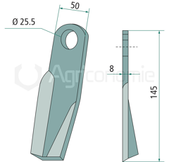 Fléau gauche pour broyeur 145x50mmFISCHERadaptable 