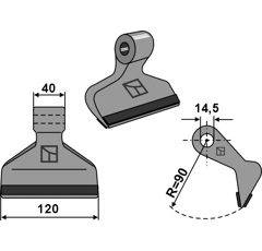 Marteau pour broyeur 120x40mm renforcé FERRI 901143 Adaptable Blacksteel©
