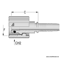 Pressnippel für Waschgeräte-Anschluss  M22x1,5 DN08M22WGA Alfagomma