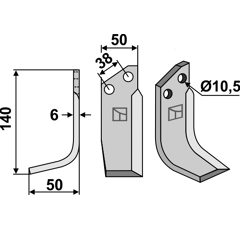 Lame gauche pour Fraise/Rotavator PEGORARO 6730 adaptable -
