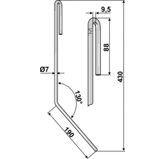 Griffe Ø7mm gauche pour semoir AMAZONE 3751300 adaptable