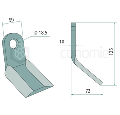Couteau-Y pour broyeur 125x50mm M.E.A.A.T. 1844 adaptable 