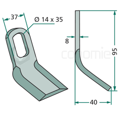 Fléau 95 mm pour broyeur MULAG FG358 adaptable