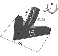 Gänsefußschar 225 mm für Grubber – Nachbau  