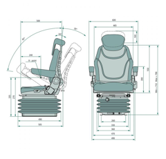 Siège en tissu à suspension mécanique 710 - 790 mm adaptable