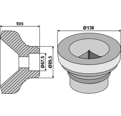 Innenflansch Ø 138 mm - 105 mm Nachbau  