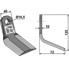 Couteau-Y pour broyeur 125x40mm TIERRE adaptable - Blacksteel©
