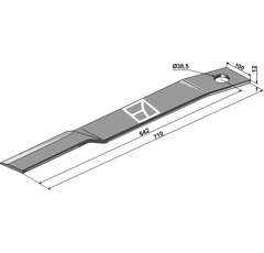 Fléau 710 mm pour broyeur SCHULTE 401032 adaptable