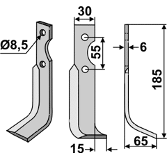 Fräsmesser Rechts 185 x 30 Carraro Antonio Nachbau