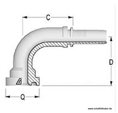 Pressnippel Bogen 90° DN38IL112SAEFLH90 Alfagomma