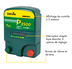 Electrificateur P3500 multifonctions 230V + 12V | PATURA