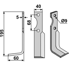 Fräsmesser Links 195 x 40 Benassi Nachbau