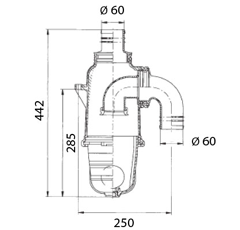 Siphon sans robinet raccord supérieur Ø 60 mm pour tonne à lisier