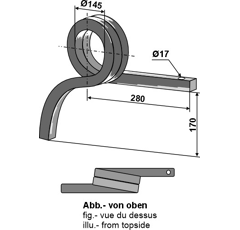 Dent double spire droite Ø 145 mm adaptable