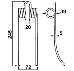Schwaderzinken links für Heuwender FERRABOLI 1828060 GW266 - Nachbau