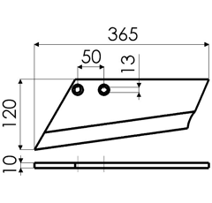 Soc à aile gauche pour déchaumeur RAZOL 3490 adaptable