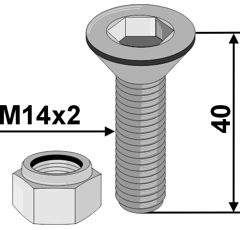 Vis à six pans creux M14 x 40 mm pour cultivateur GREGOIRE BESSON adaptable