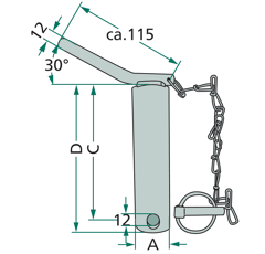 Piton catégorie 2 - Ø 28 mx 191 mm adaptable