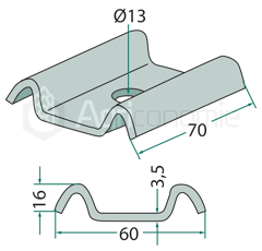 Bride 70 x 60 mm pour semoir LEMKEN adaptable
