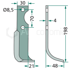 Lame gauche pour fraise AGRIA 616113 adaptable