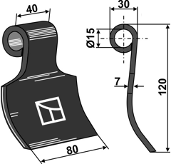 Fléau pour broyeur 120x80mm OMARV  adaptable - Blacksteel©