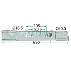 Couteau gauche pour faucheur 690mm FISCHER adaptable 
