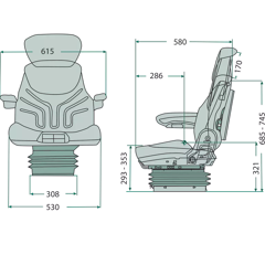 Gefederter Sitz Maximo MSG95G/731 | GRAMMER Stoffbezug