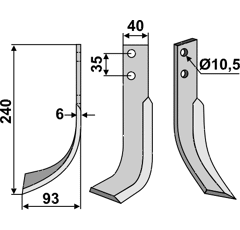 Fräsmesser Links 240 x 40 Valpadana Nachbau
