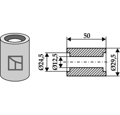 Buchse 50x12,5 für Häcksler AGROMET – Nachbau  